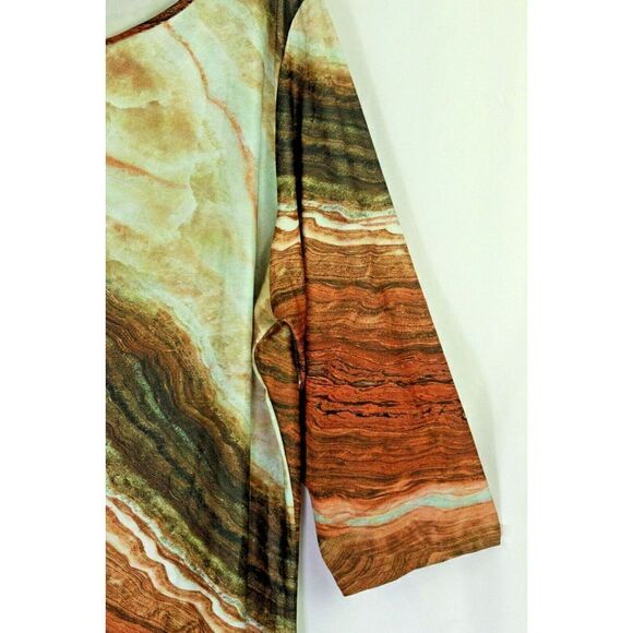Lily by Firmiana Stunning Agate Stone Print Top 3/4 Sleeve Sharkbite Womens 2X - Picture 6 of 7